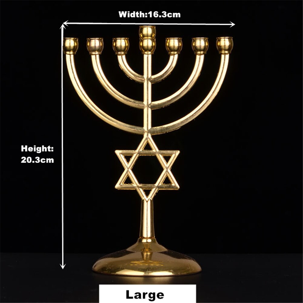 1pz cristiano D'oro Lampstands Ebraica menora Portacandele 7 Ramo Candelieri D'oro Religioni Candelabri Complementi Arredo Casa
