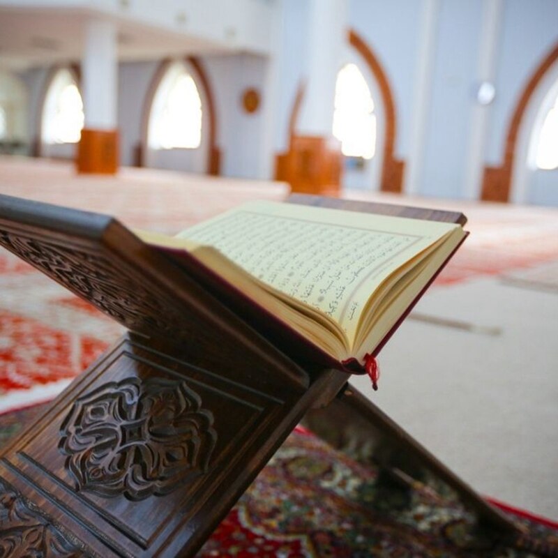 Bibliothèque en bois creuse du coran musulman, support moyen Eid al-fitr, décoration de la maison islamique