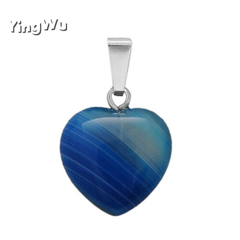 Yingwu Assorted herzen natürliche stein charms anhänger für schmuck machen Gute 25mm freies: blue strip