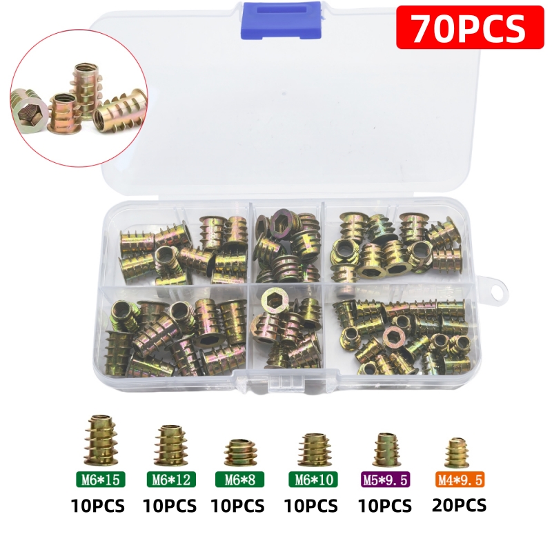 Inserts filetés 70/130, ensembles d'outils combinés d'écrous pour meubles en bois, meubles en alliage de zinc, connecteurs de fixation de boulons.: Rouge