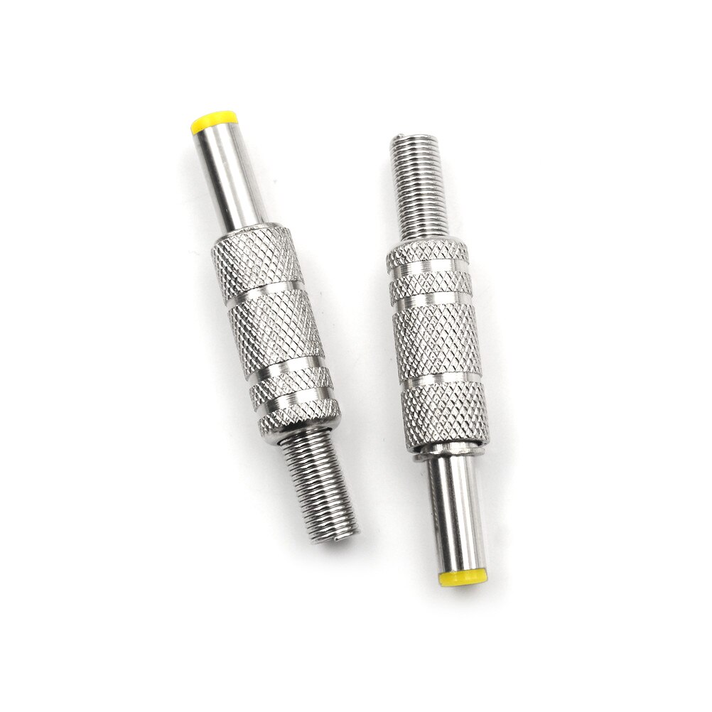 One Piece Metal DC Power Male Plug Jack Adapter Connector Plug With Yellow Head 5.5*2.1 5.5x2.1mm