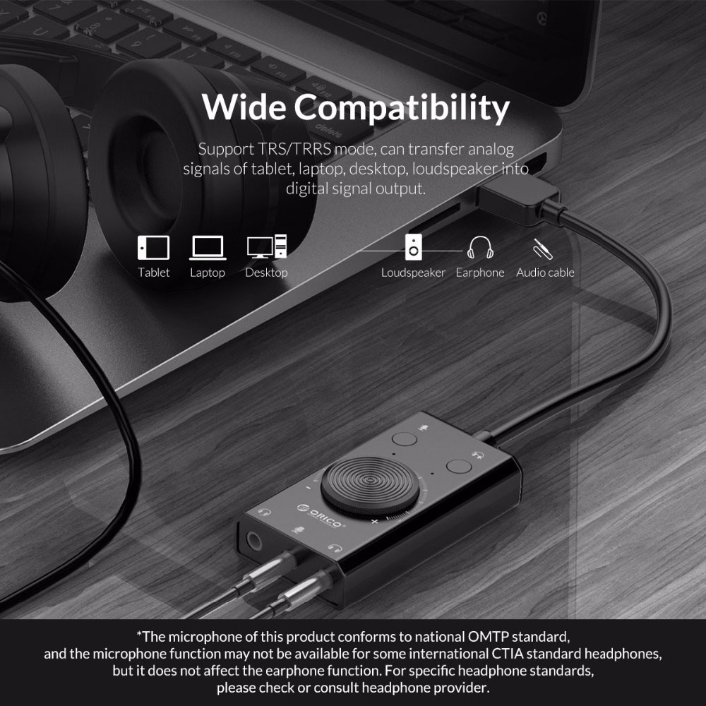Willkey Portable USB External Sound Card Microphone Earphone 2 In 1 With 3 Port Output Volume Adjustable For Windows Mac Linux