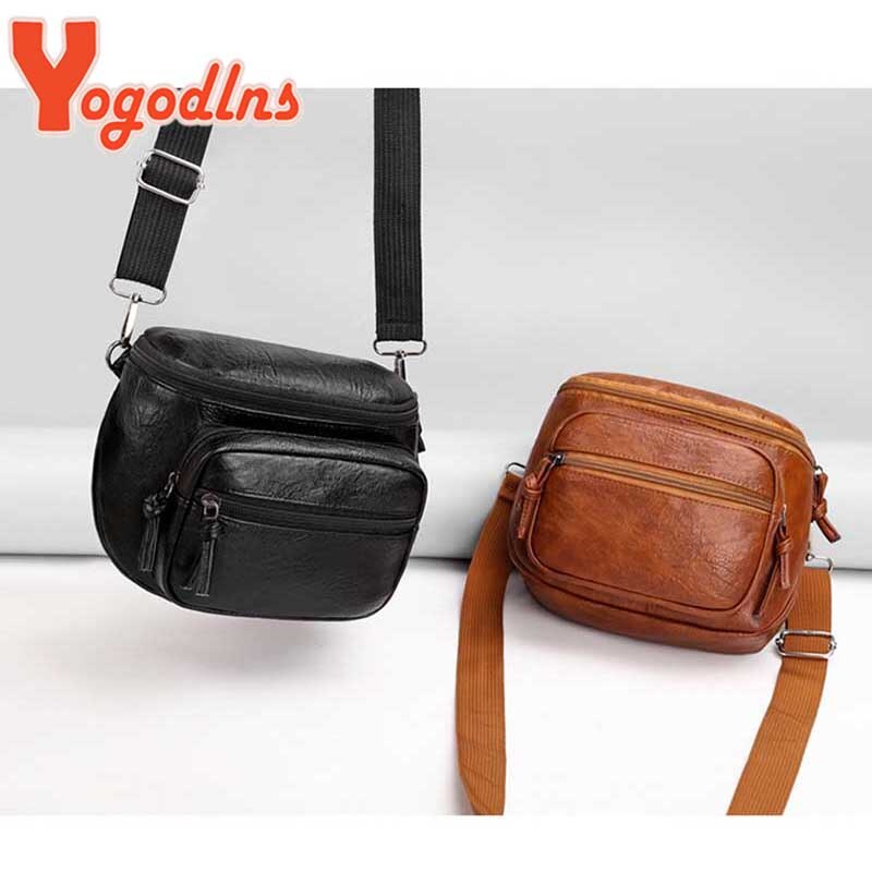 Yogodlns pu lær skulderveske kvinner liten firkantet veske multi-pocket messenger bag fritid shopping crossbody bag handba