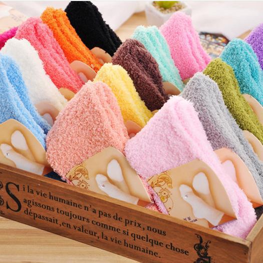 Calcetines cálidos de felpa para mujer, calcetín polar, Coral, Color caramelo, 1 par