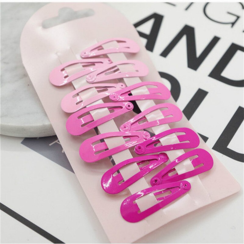 10 Stck Neue Reizende Karikatur Herz Typ Metall Süssigkeit Farbe Mädchen Haarnadeln Haar Clip freundlicher Headwear freundlicher Zubehör Baby BB Clips: 01-Rosa