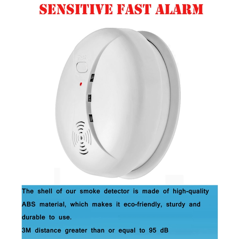 Smoke Detector Smoke Alarm with Photoelectric Sensor &amp; 9V Battery Operated Fire Safety Kitchen Home Hotel Mall