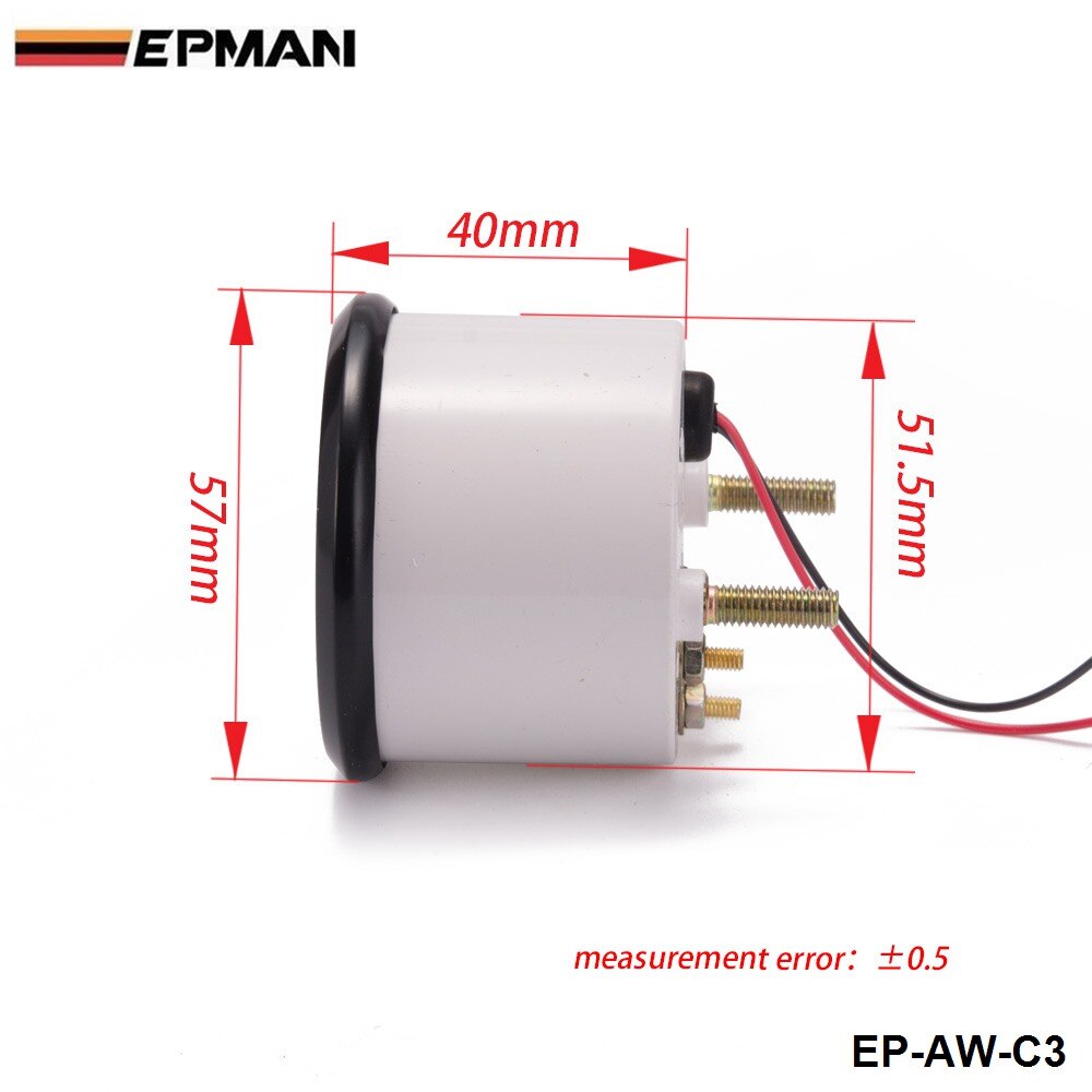 52mm 3 in 1 volt meter + vandtempometer + olietrykmåler kit voltmeter eller olietemperaturmåler tredobbelt mete ep-aw -c3