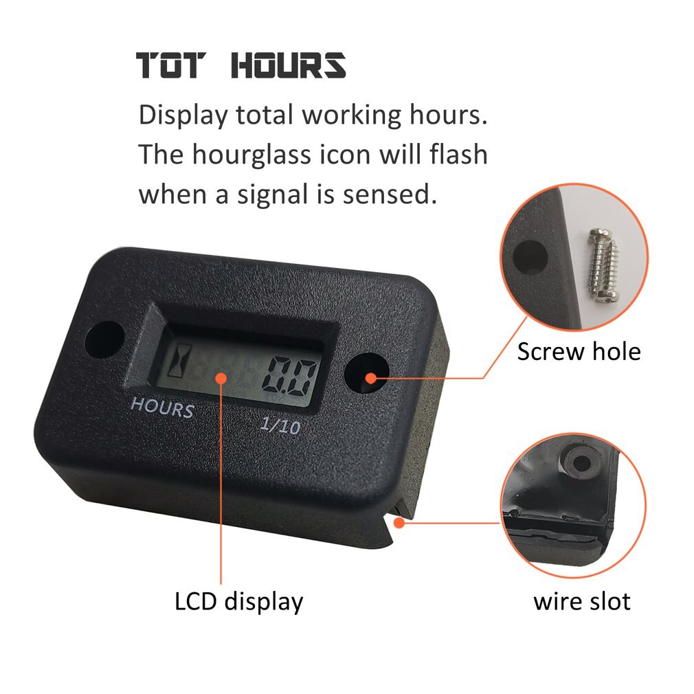 Portable Gasoline Engine Waterproof Type Induction Type Hour Meter With Line LCD Induction Type Hour Meter