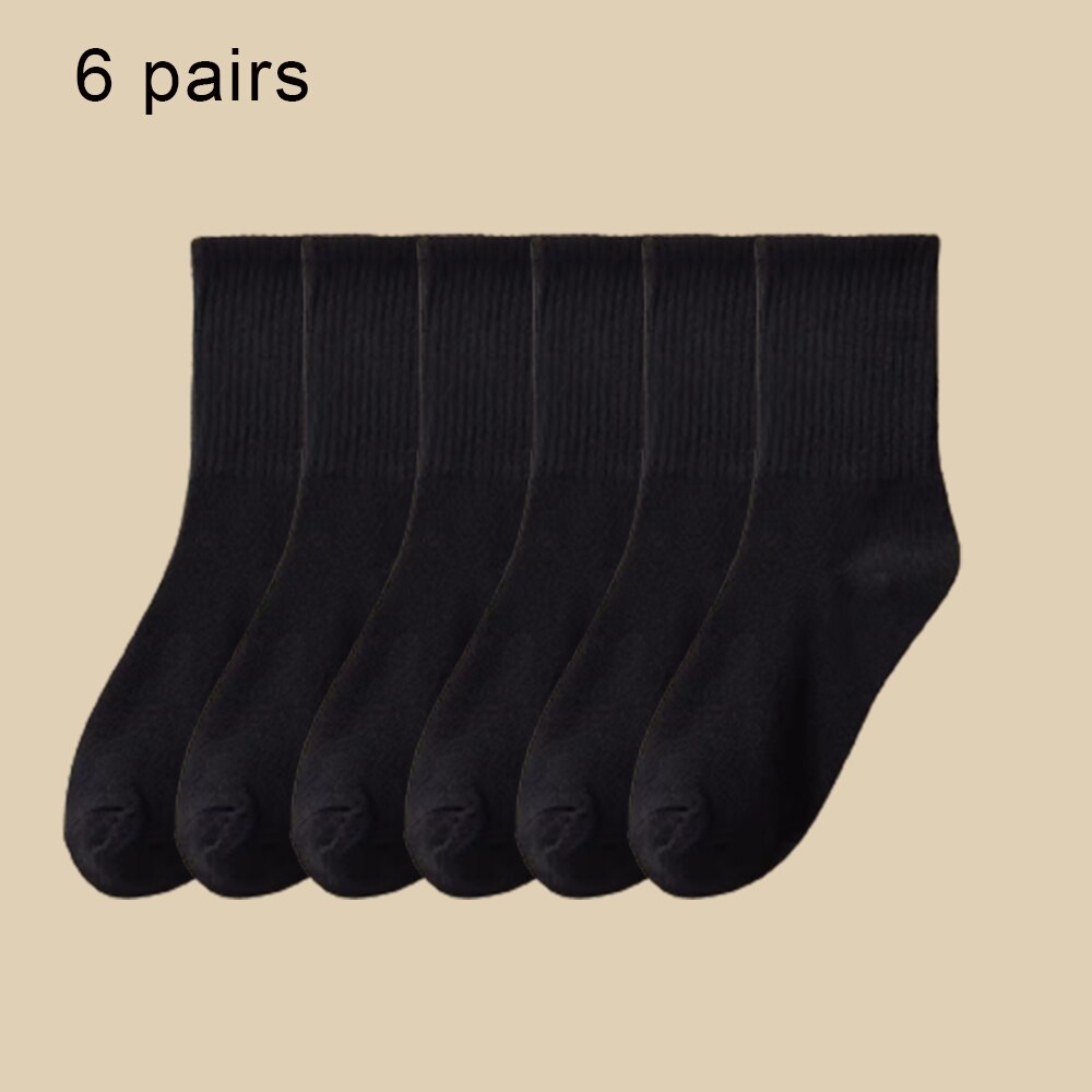 6/12 pares de calcetines medios para mujer Color sólido transpirable cómodo en otoño invierno absorbente de sudor calcetines casuales de deportes: Verde militar
