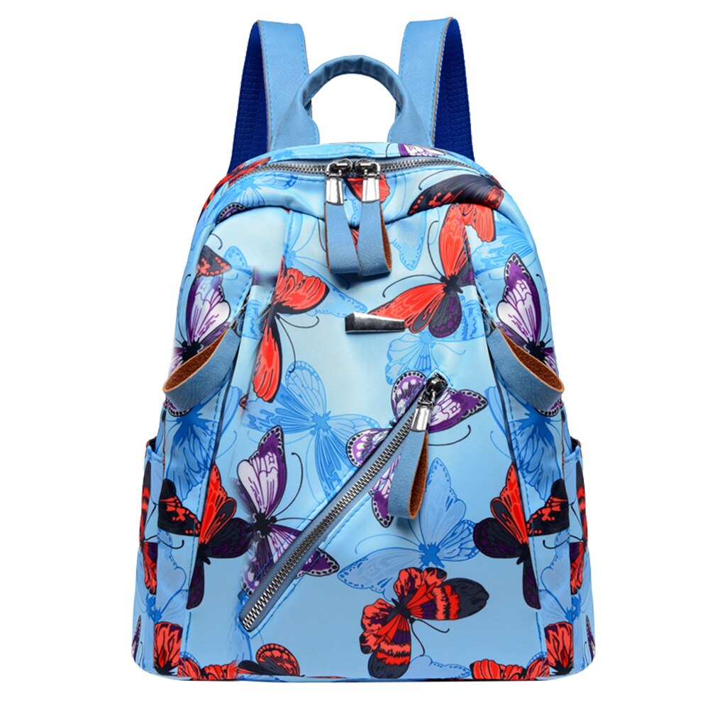 Vintage Accessaries Voor Vrouwen Verjaardag Oxford Schooltas Vrouwen Kleurrijke Vlinder Print Rugzak Student Outdoor Bagpack: Blue