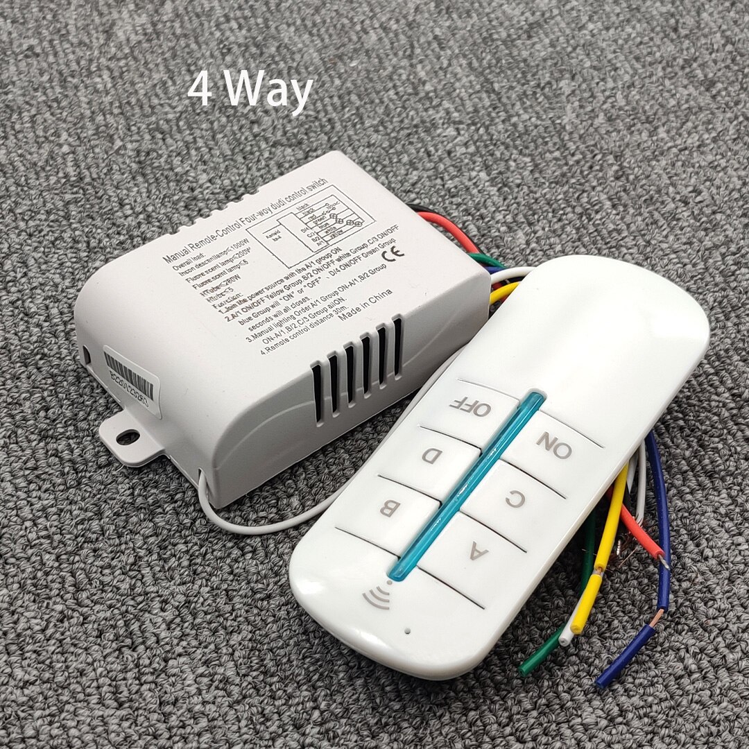 Interruptor de Control remoto de 4 vías, lámpara de cuatro vías, 220V, Control remoto inalámbrico, interruptor de iluminación, cuatro grupos de controladores