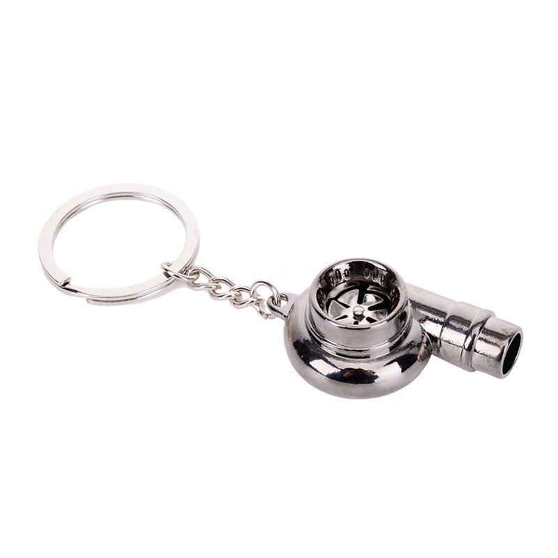 Turbo Keychain Car Whistle Sound Keychain Car Key Chain Keyring Car Sleeve Bearing Spinning Model Turbine Turbocharger