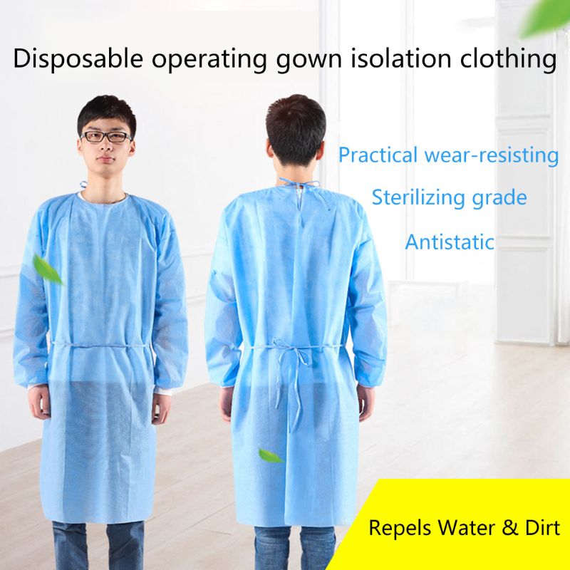 Isolation Gown with Elastic Cuff Disposable Non-Woven Splash Resistant fits all