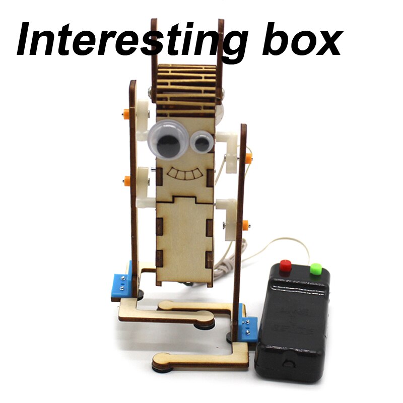 Robot de ojo grande controlado por cable, madera, control remoto eléctrico, engranaje de juguete, tecnología para manualidades, producción pequeña