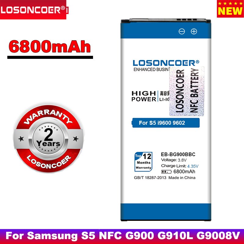Losoncoer 6800 Mah EB-BG900BBE Nfc Voor Samsung Galaxy S5 Nfc Batterij Gt I9600 SM-G900 I9605 SM-G900F Met Nfc