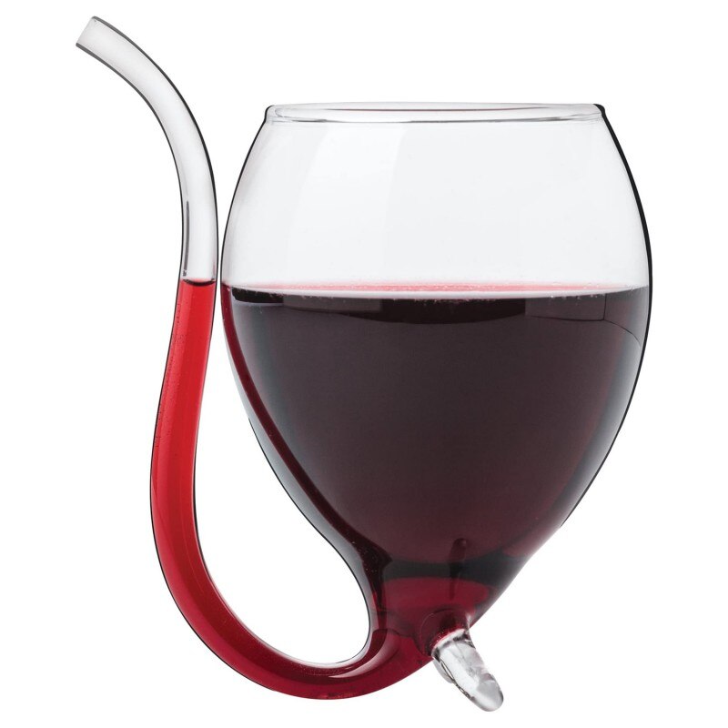 Wine Glass Straw Vampire Enhance Built In Tube Straw Special Cup Best 300ml Glass Cup