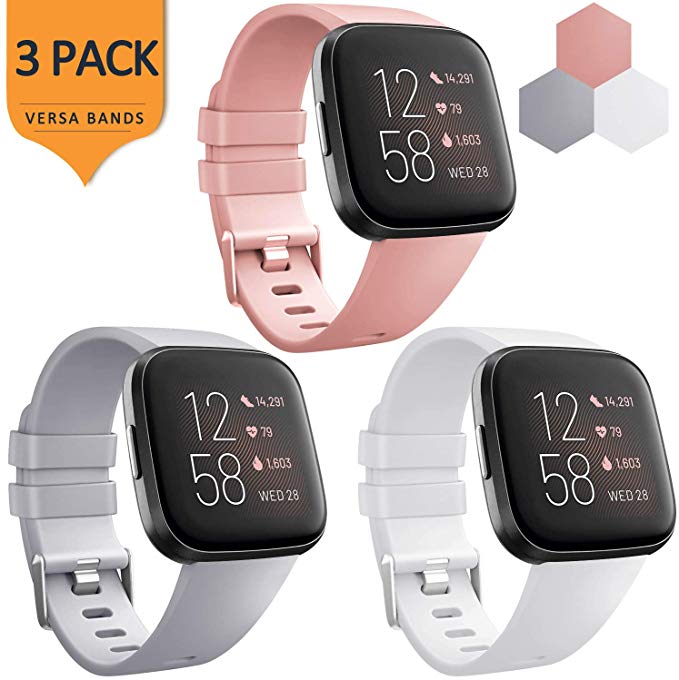 3pcs Strap For Fitbit Versa 2 Band Soft Silicone Wrist Waterproof Replacement Watch Strap For Fitbit Versa/Versa 2: 6 / S