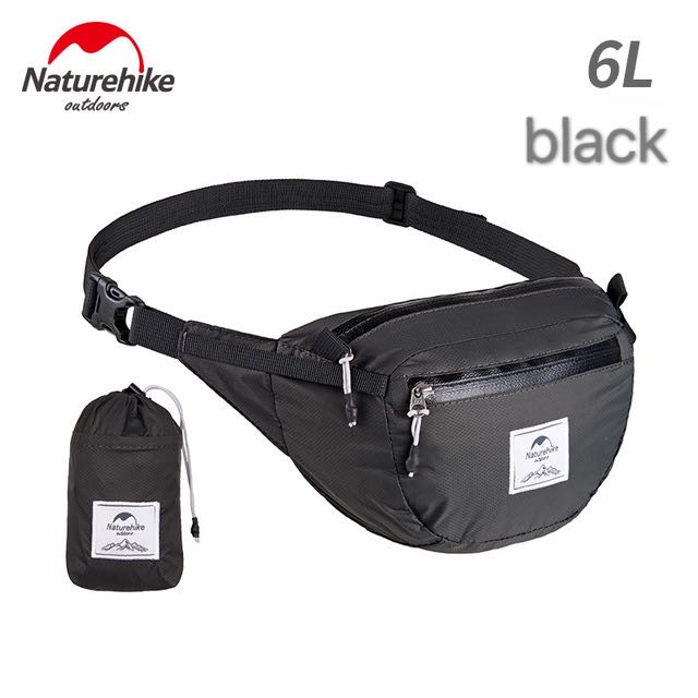 Naturehike Mini Ultralight Waterproof Trail Running Waist Bag Water Proof Camping Hiking Waist Pack Outdoor Sports Travel Bag: Black