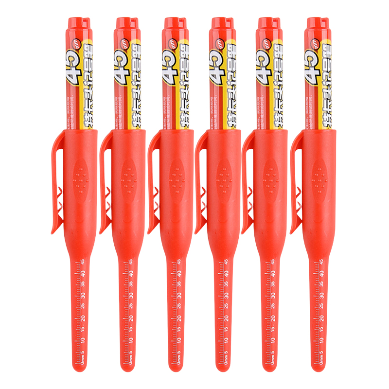 1/3/6 pces 45mm multi-purpose cabeça longa marcadores caneta buraco profundo canetas marcador para carpintaria telha decoração tinta vermelha/preta/azul: Preto