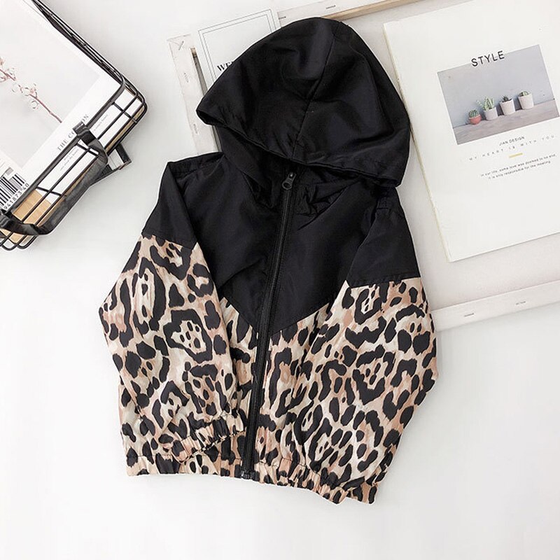 Autumn Kids Boys Jacket Hood Windbreaker Casual Leopard Kids Outwear Jackets BC739