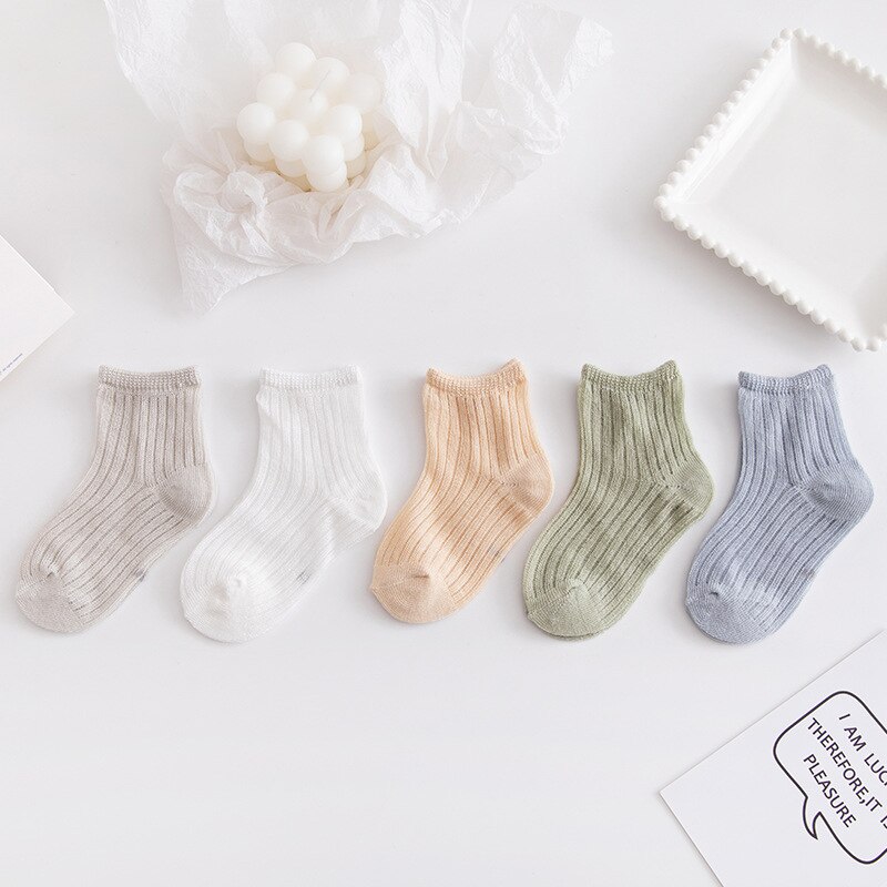 5Pairs/lot 0-3T Infant Baby Socks Solid Color Cotton Mesh Cute Newborn Boy Toddler Socks Baby Clothing Accessories: style 3 / M 1-3T