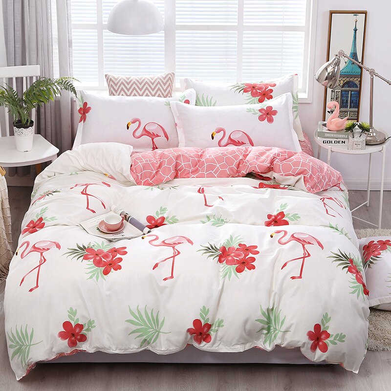 3/4Pcs Kawaii Beddengoed Sets Leuke Perzik Laken Set Met Kussensloop Voor Meisje Beddengoed Set Twin volledige Queen King Size Dekbedovertrek: 010 / King(2.0m bed)