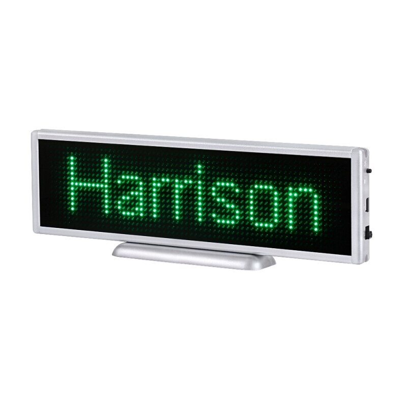 Multi-language bluetooth mini LED display wireless rechargeable LED message sign programmable scrolling LED text sign for shop: Green