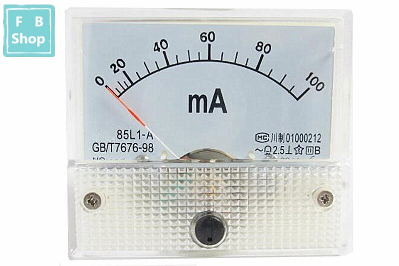 1 stk 85 l 1-ma 100ma 150ma 200ma 300ma 400ma 500 maak hvid plastskal analogt panel amp ampmeter amperemeter: 100ma