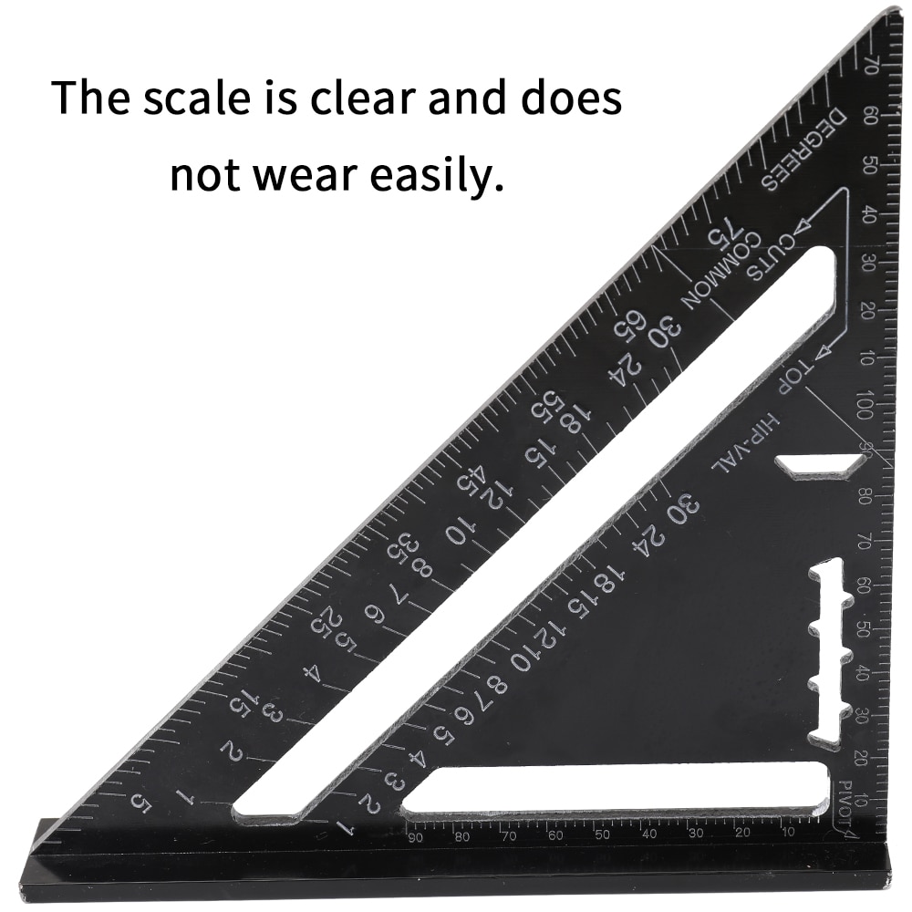 Triangle Rulers Aluminum Alloy 90 degrees 45 degrees Set Square 7in Black Metric Square Ruler