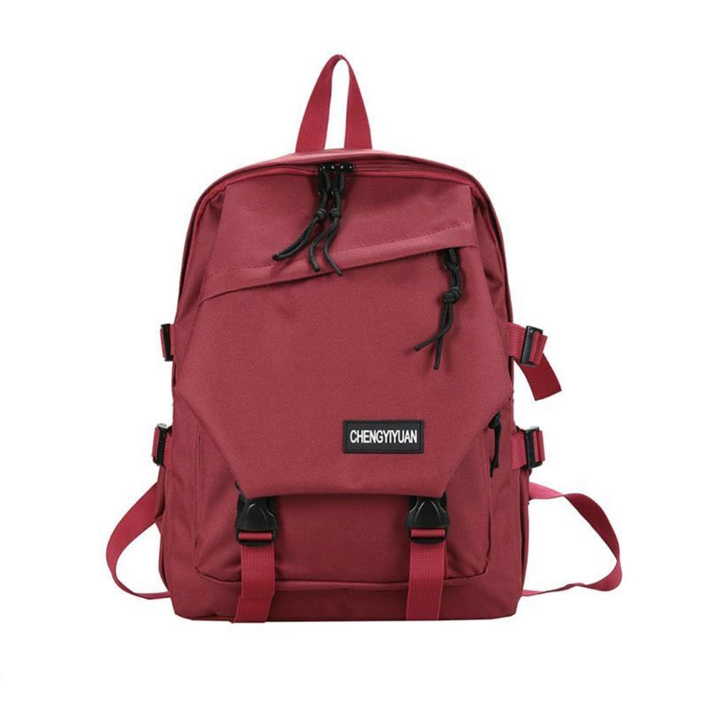 Casual Large Capacity Backpack Solid Color Simple Mochila Shoulder School Bags Women Men Outdoor Sports Street Bagpacks: Red