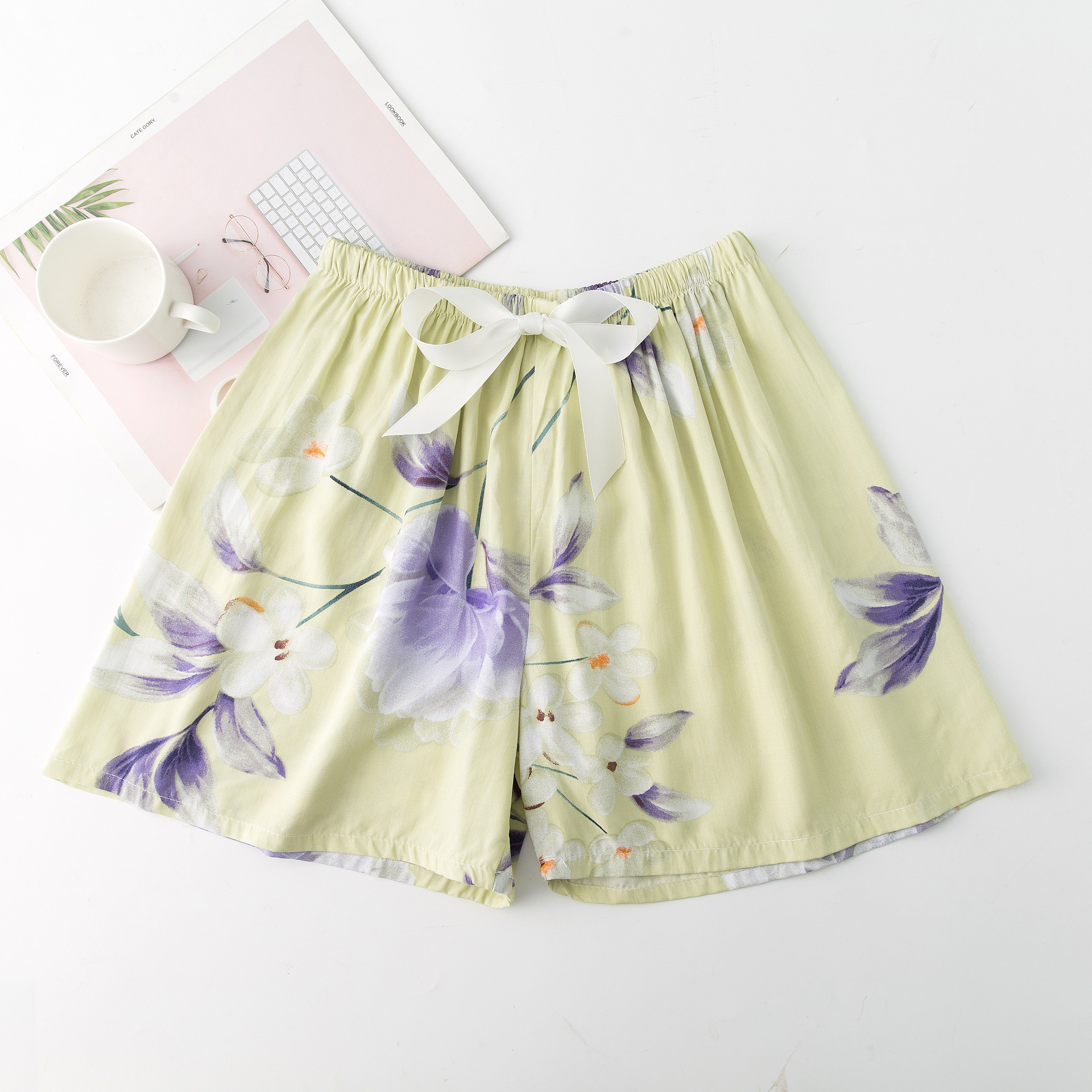 Zomer Print Dunne Katoen Zijde Pyjamabroek Grote Grootte Kan Dragen Shorts Lounge Broek Vrouwen