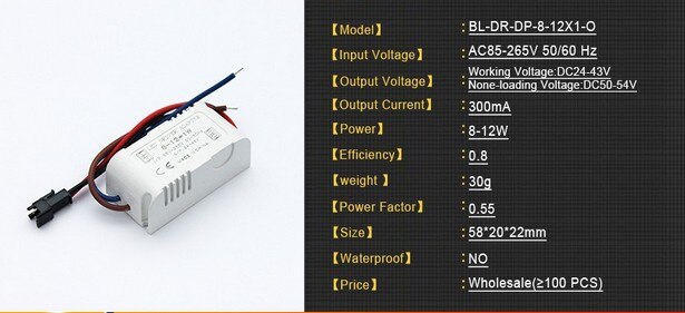 Adapter 300mA LED Driver 8W 9W 10W 11W 12W * 1W Lighting Transformer Power Supply for LED Lihgt Lamp Durable