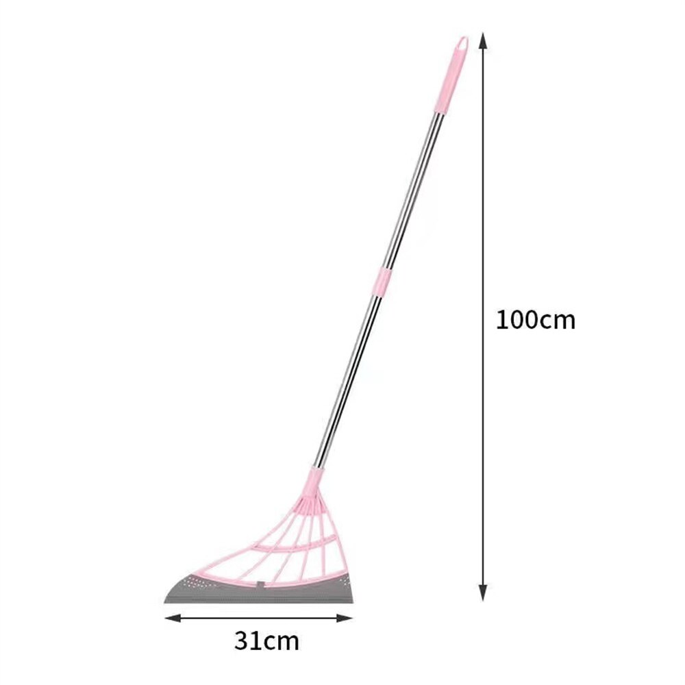 Multifunctional Hand Push Sweeper Magic Broom Floor Wiper Squeegee for Floor Cleaning Rubber Broom Floor Squeegee Sweeping Brush: Splicing Pink