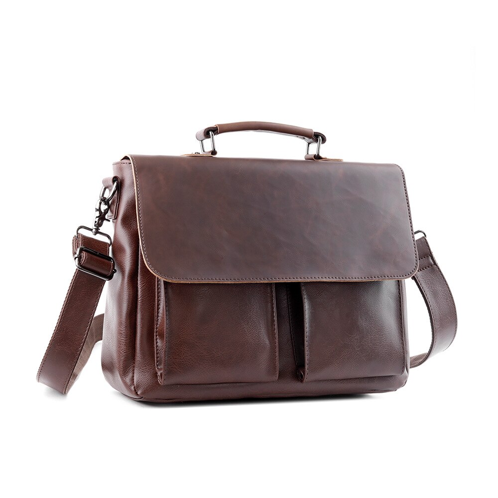 Xiao. P Mode Mannen Pu Lederen Vintage Handtas Aktetas Mannen Single Schoudertas Cross Body Bag Casual rugzak: Dark Brown