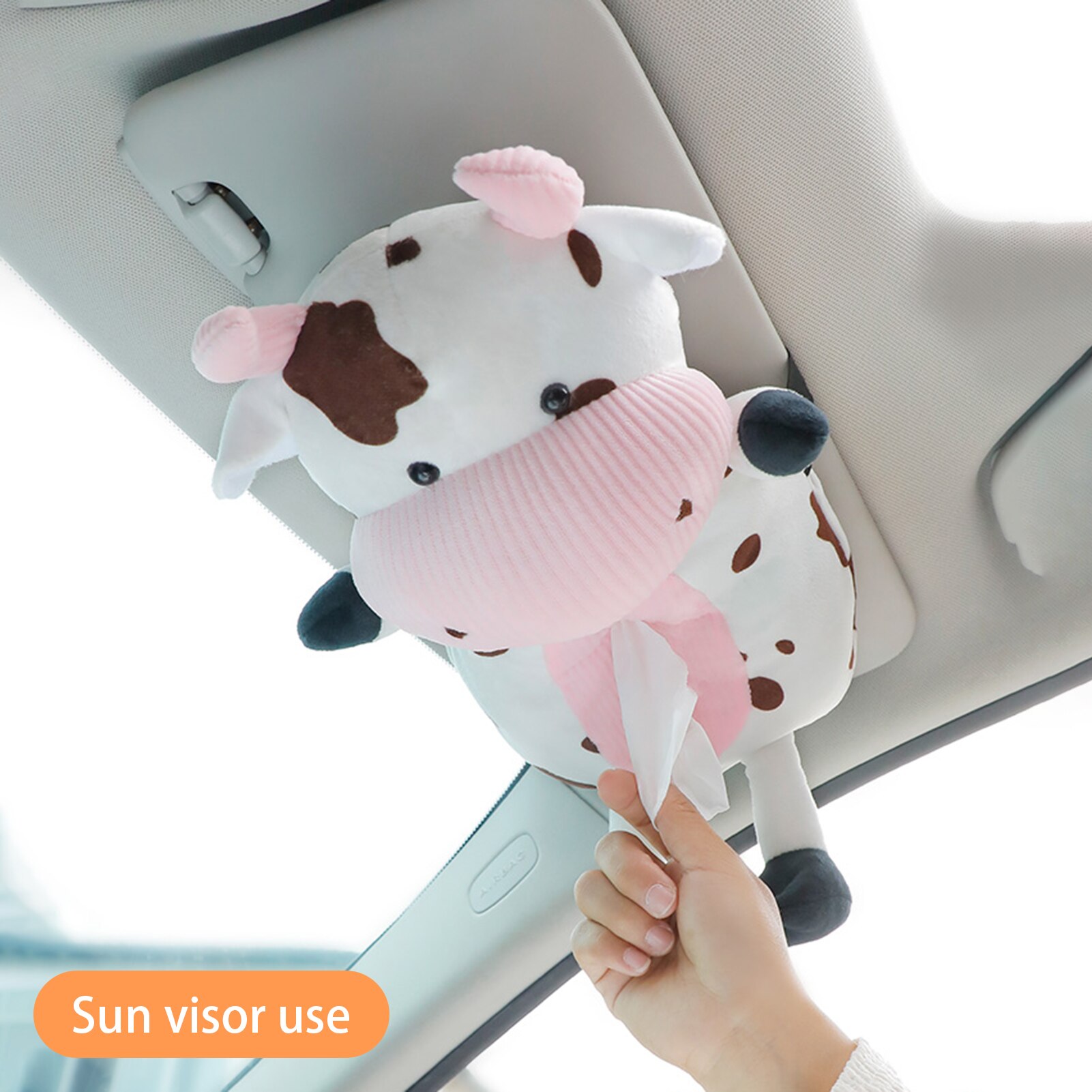 Creatieve Leuke Auto Tissue Box Zachte Cartoon Koe Papieren Servet Case Autostoel Terug Opknoping Tissue Doos Auto Interieur Auto accessoires