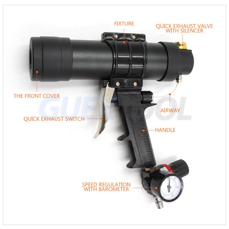 310ML Pneumatic Caulking Gun Air Glue Dispenser Silicon Sealant Applicator Glass Gluing Tool Construction Caulking Gun OW-Q6