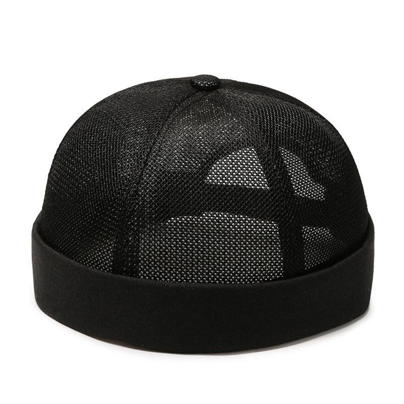 Casquette ronde pastèque rétro américaine Simple, sans bord, chapeau en maille Pure, respirabilité, chapeau Hip Hop pour hommes et femmes: WHITE