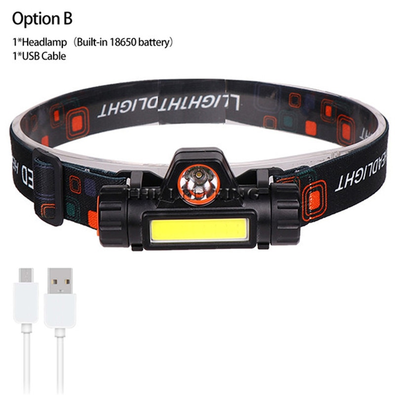 Usb oppladbar ledet-hodelykt kraftig  t6+ kolbe hodelykt hodelykt  t6 vanntett hodelykt med 4000 mah innebygd batteri