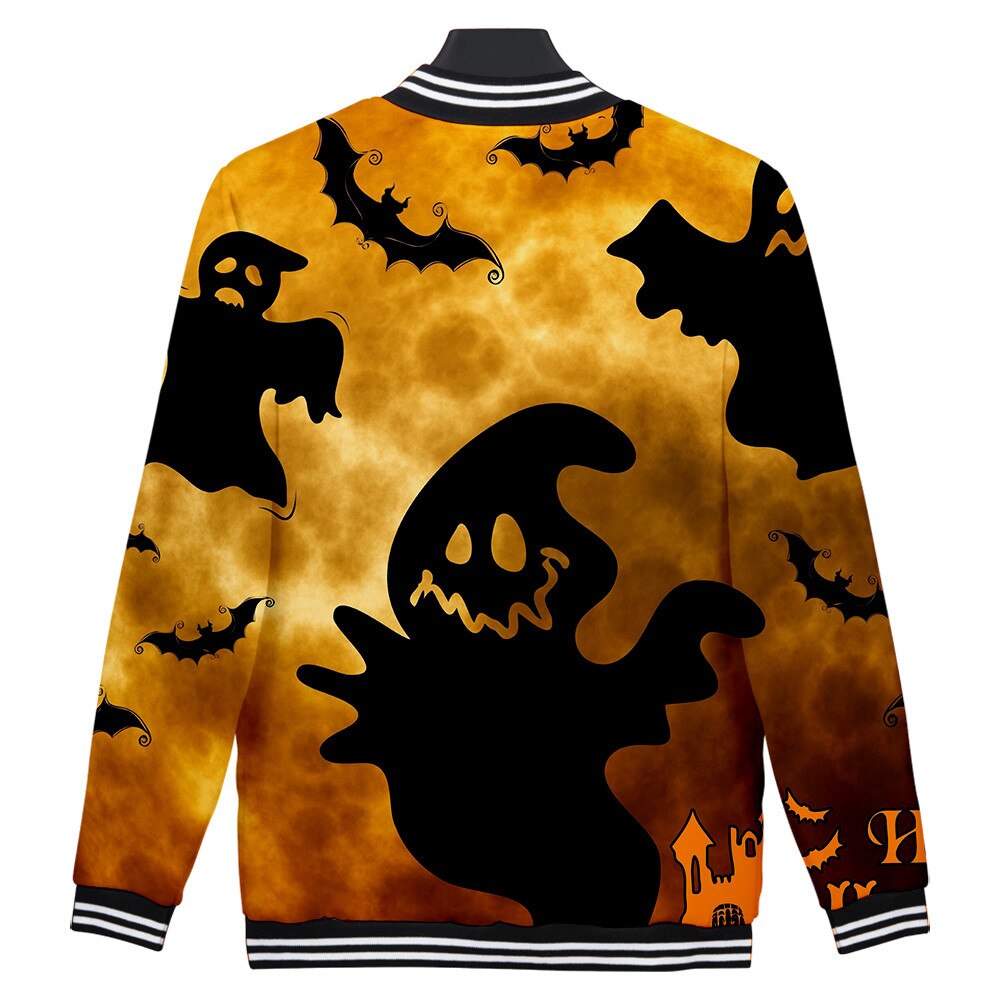 Vrouwen en Mannen Casual Scary Halloween Lover 3D Print Party Lange Mouwen Jas Top Blouse Paar Lange mouwen honkbal uniform