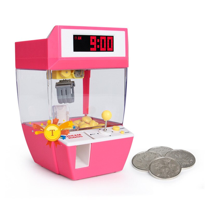 Catcher vækkeur elektrisk automat maskine dukke grabber spil mini slik til børnelegetøj: Lyserød