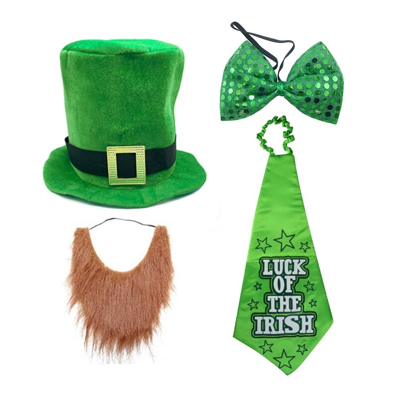 St. patrick's Tag gastgeschenke-einstellen: kleeblatt, grüner Hütte, fliege, lange krawatte, Bart – für irische partyartikel, dekorationen und spielzeug