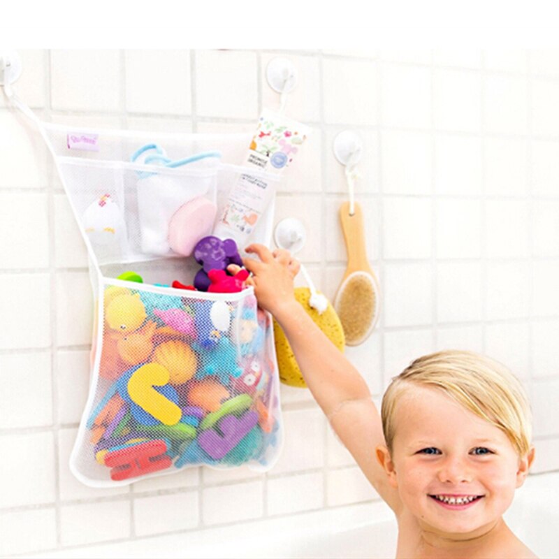 Multifunctionele Baby Badkamer Mesh Tas Kind Bad Speelgoed Tas Netto Zuignap Manden