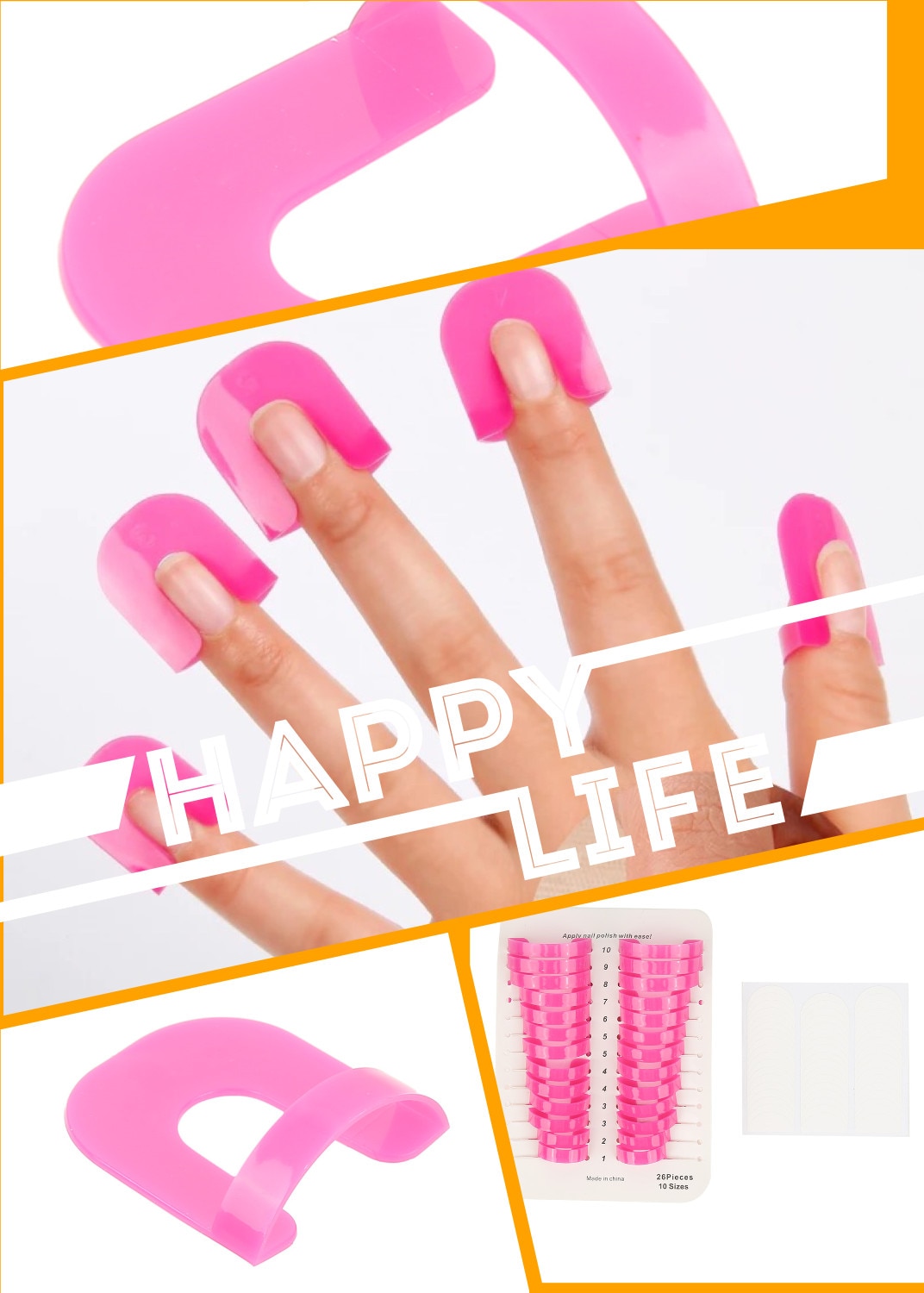 26 stks/partij Nagellak Anti-Overstromingen Plastic Template Manicure Gereedschap Set Nail Care Vrouwen Mode Model Anti-nail model