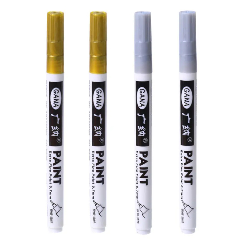Rotulador permanente 4 unids/set bolígrafo de pintura aceitosa blanca para pintura rupestre piedra cerámica vidrio madera neumático tela Metal pintura acrílica 0,7mm: Castaño