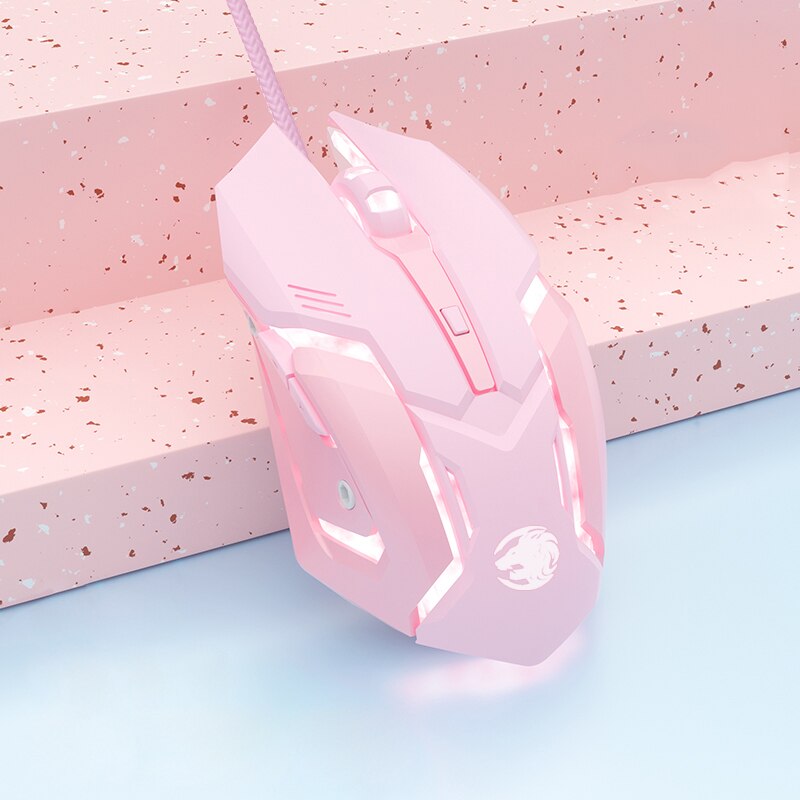 Drut pod mysz do gier cichy mysz ergonomiczna 4 klawisze podświetlany Mini magiczna mysz dla Laptop komputer dla graczy cicha mysz prezent dla dziewczyny: pink