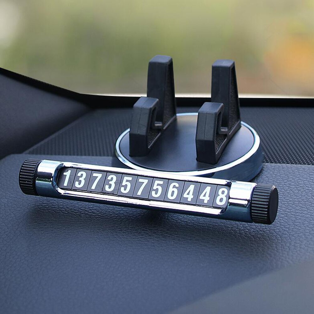 Universal Car Parking Plate Rotatable Bracket Car GPRS Stand DIY Number Card Retractable Dashboard Mobile Phone Holder