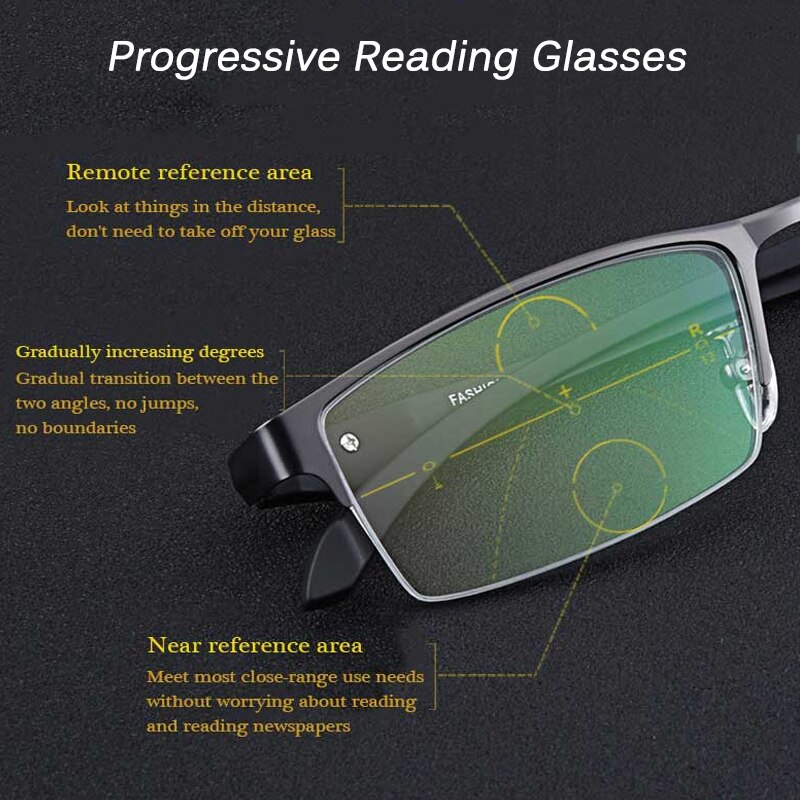 Transition Photochromic Progressive Reading Glasses Men Multi-Focus Anti Blue Ray UV400 Women Computer Hyperopia Spectacles