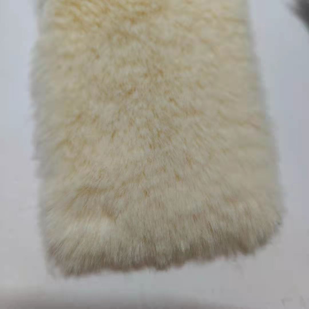 Tissu en fausse fourrure de lapin, longueur 90x160cm, 10mm, peluche de , pour manteau d&#39;hiver, Faux poils de lapin, pour bricolage: 3 Light Yellow