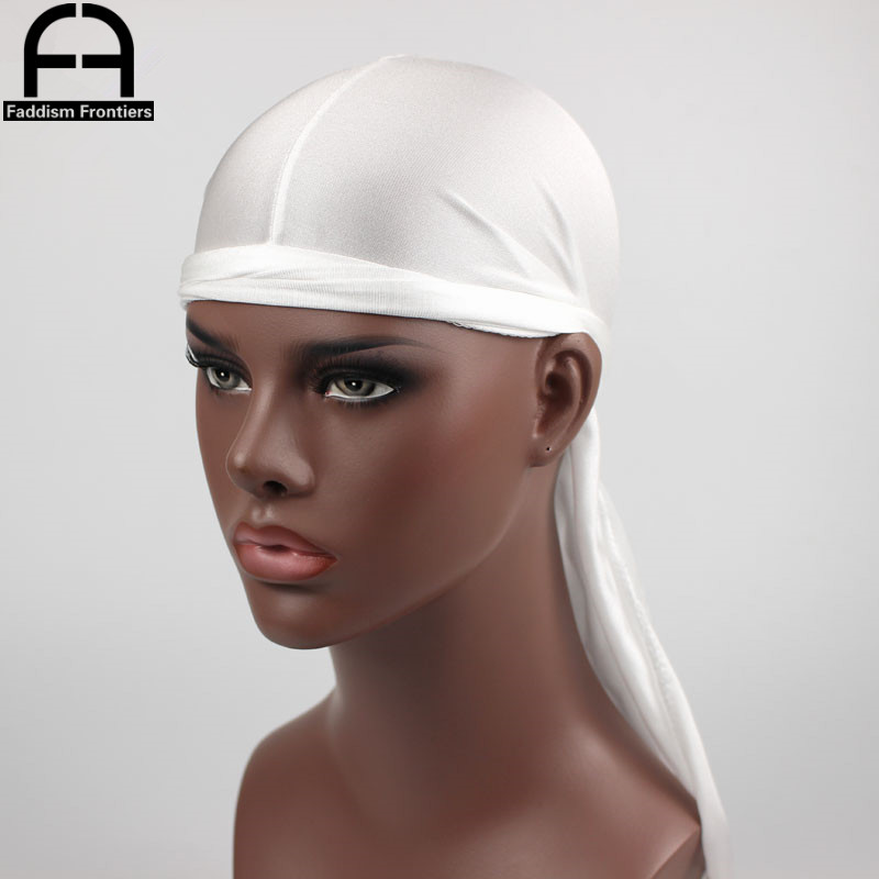 Men's Satin Durags Bandana Turban Hat Wigs Breathable Durag Biker Headwear Headband Pirate Hat Hair Accessories: White