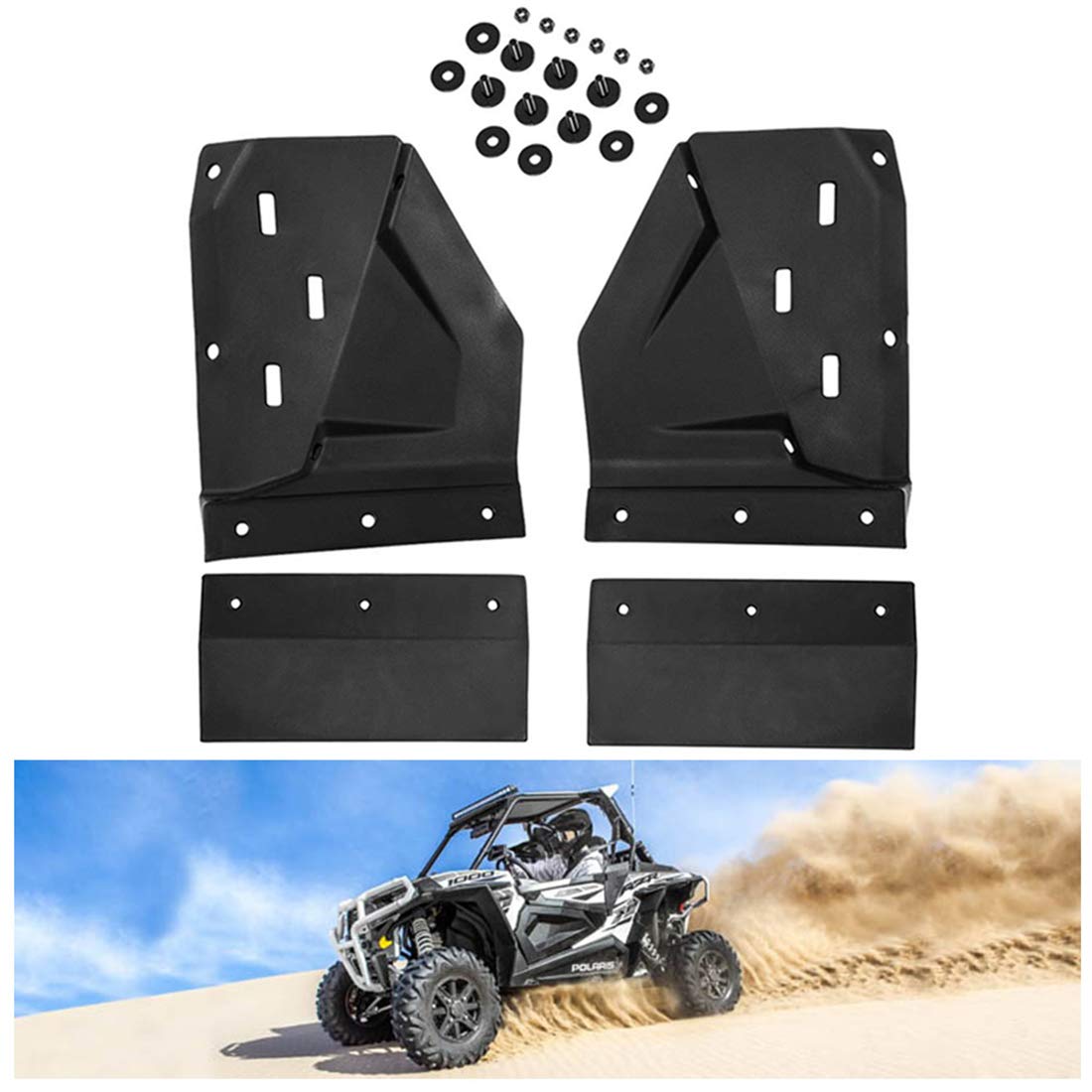 Mud Guards Compatible for - Polaris RZR XP 1000 Turbo Extended Fender Flares Mud Flaps and RZR S 900
